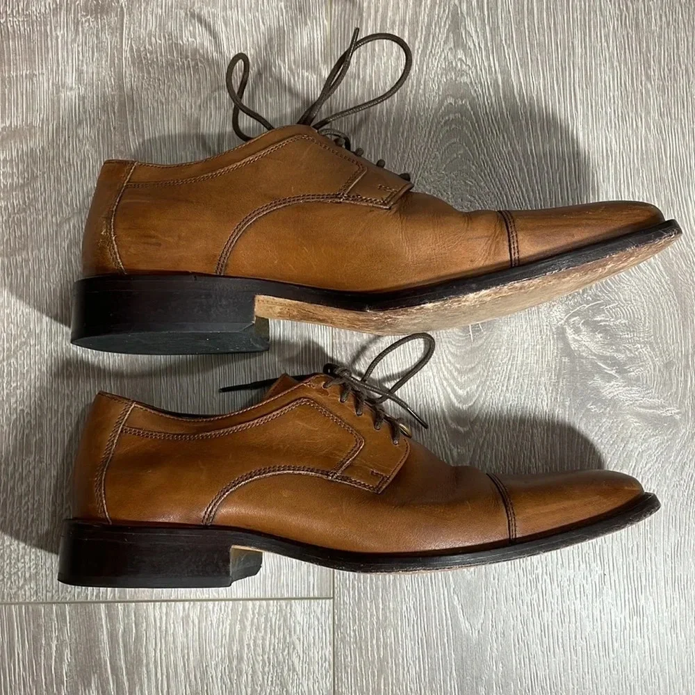 J. Murphy by Johnston & Murphy Leather Novick Lace Up Cap Toe Oxfords Brown 8M